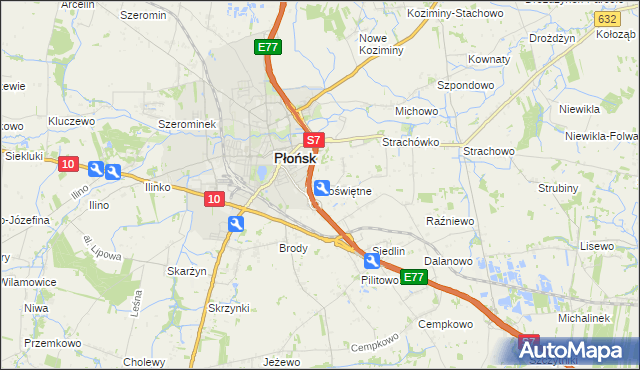 mapa Poświętne gmina Płońsk, Poświętne gmina Płońsk na mapie Targeo