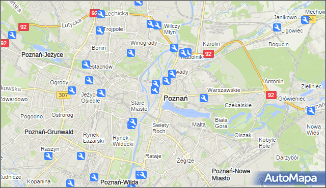 mapa Poznania, Poznań na mapie Targeo