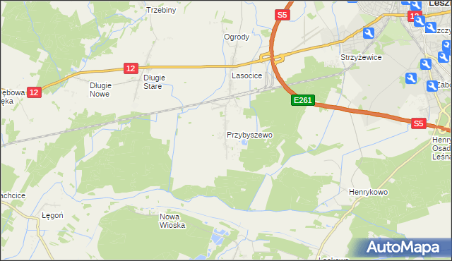 mapa Przybyszewo gmina Święciechowa, Przybyszewo gmina Święciechowa na mapie Targeo