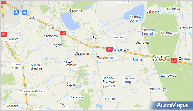 mapa Przykona, Przykona na mapie Targeo