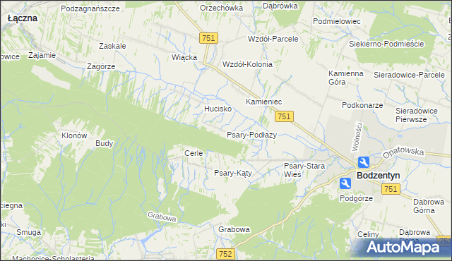 mapa Psary-Podłazy, Psary-Podłazy na mapie Targeo