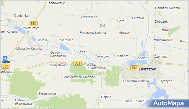 mapa Pukarzów gmina Łaszczów, Pukarzów gmina Łaszczów na mapie Targeo