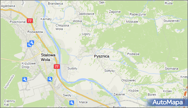 mapa Pysznica, Pysznica na mapie Targeo