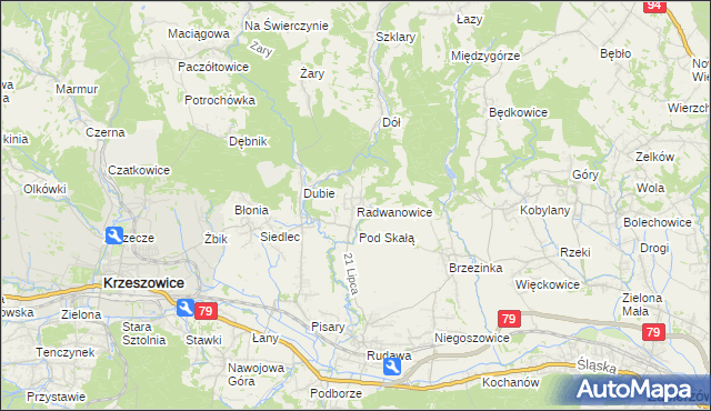 mapa Radwanowice, Radwanowice na mapie Targeo