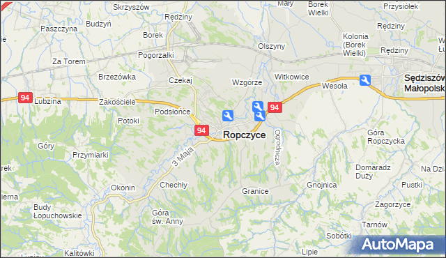 mapa Ropczyce, Ropczyce na mapie Targeo