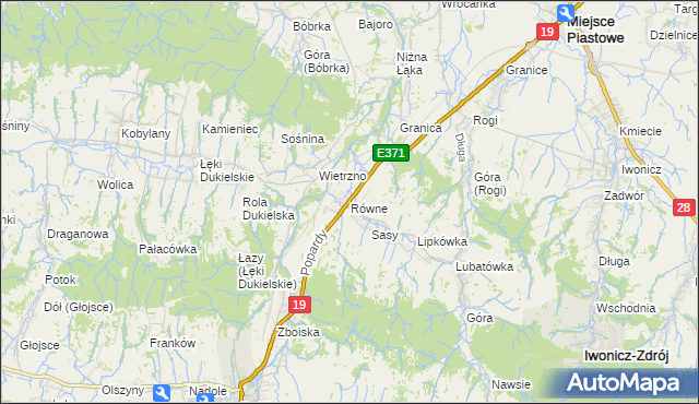 mapa Równe gmina Dukla, Równe gmina Dukla na mapie Targeo