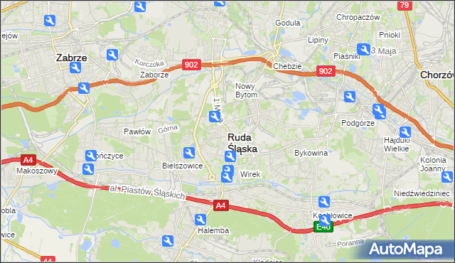 mapa Rudy Śląskiej, Ruda Śląska na mapie Targeo