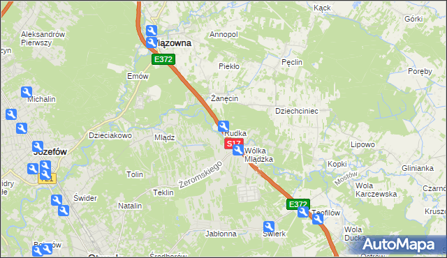 mapa Rudka gmina Wiązowna, Rudka gmina Wiązowna na mapie Targeo