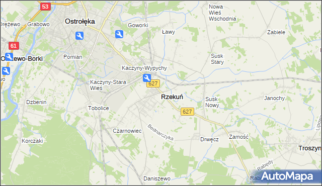 mapa Rzekuń, Rzekuń na mapie Targeo