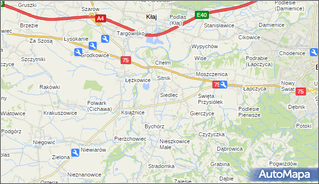 mapa Siedlec gmina Bochnia, Siedlec gmina Bochnia na mapie Targeo