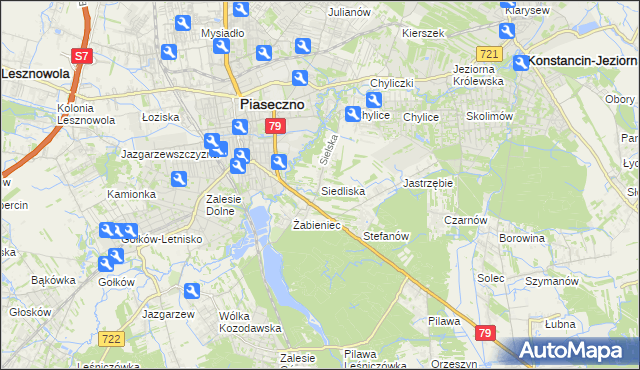 mapa Siedliska gmina Piaseczno, Siedliska gmina Piaseczno na mapie Targeo