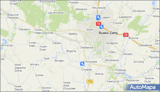 mapa Siesławice, Siesławice na mapie Targeo