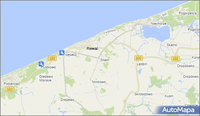 mapa Śliwin, Śliwin na mapie Targeo