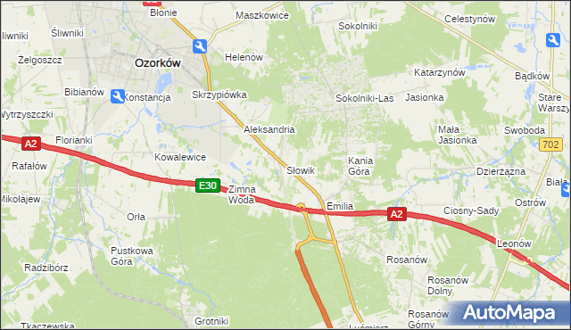 mapa Słowik gmina Zgierz, Słowik gmina Zgierz na mapie Targeo