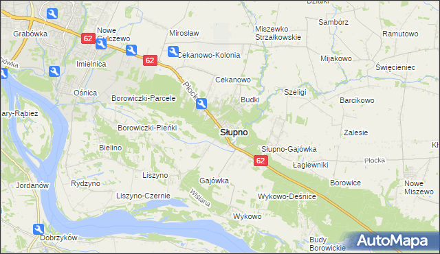 mapa Słupno powiat płocki, Słupno powiat płocki na mapie Targeo