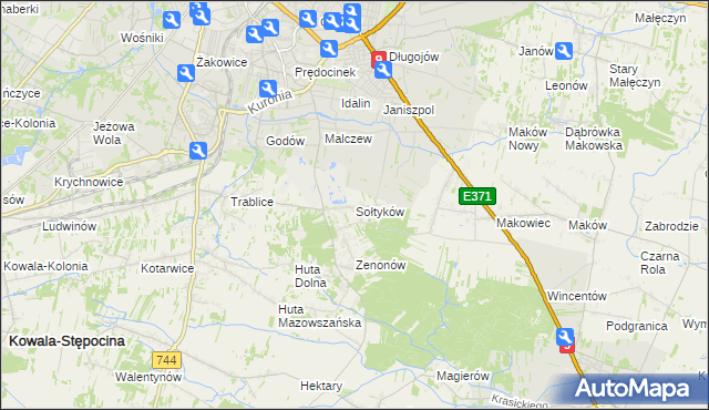 mapa Sołtyków gmina Skaryszew, Sołtyków gmina Skaryszew na mapie Targeo