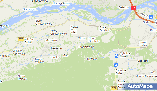 mapa Stanisławów gmina Leoncin, Stanisławów gmina Leoncin na mapie Targeo