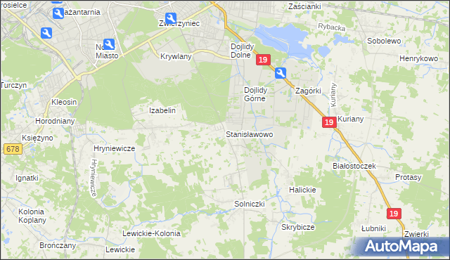 mapa Stanisławowo gmina Juchnowiec Kościelny, Stanisławowo gmina Juchnowiec Kościelny na mapie Targeo