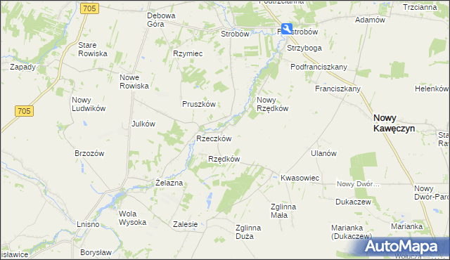 mapa Stary Rzędków, Stary Rzędków na mapie Targeo