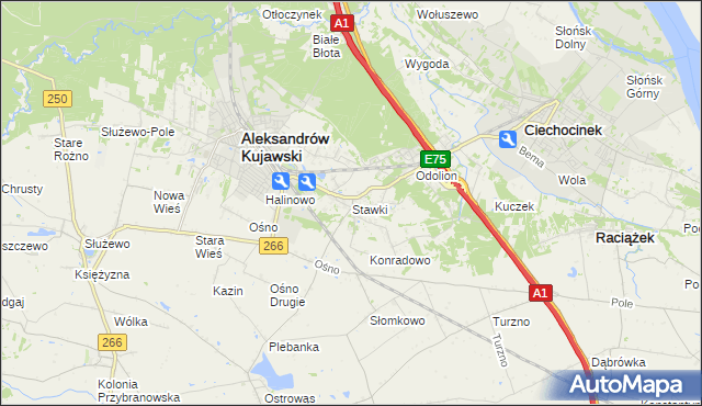 mapa Stawki gmina Aleksandrów Kujawski, Stawki gmina Aleksandrów Kujawski na mapie Targeo