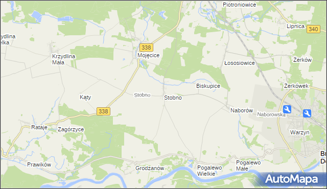 mapa Stobno gmina Wołów, Stobno gmina Wołów na mapie Targeo