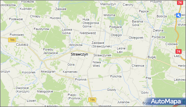 mapa Strawczynek, Strawczynek na mapie Targeo