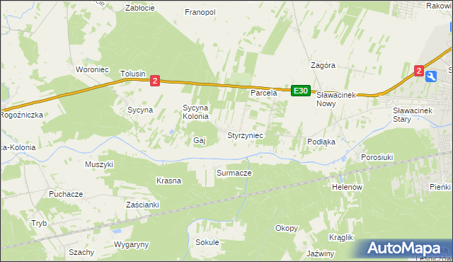 mapa Styrzyniec, Styrzyniec na mapie Targeo