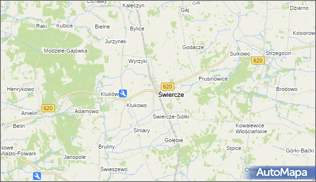 mapa Świercze powiat pułtuski, Świercze powiat pułtuski na mapie Targeo