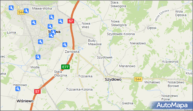 mapa Szydłówek gmina Szydłowo, Szydłówek gmina Szydłowo na mapie Targeo