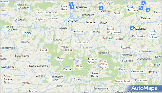 mapa Tarnawa gmina Łapanów, Tarnawa gmina Łapanów na mapie Targeo