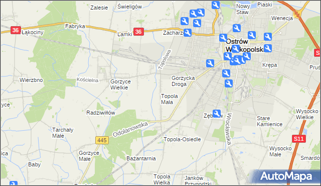 mapa Topola Mała, Topola Mała na mapie Targeo