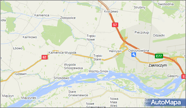 mapa Trębki Stare, Trębki Stare na mapie Targeo