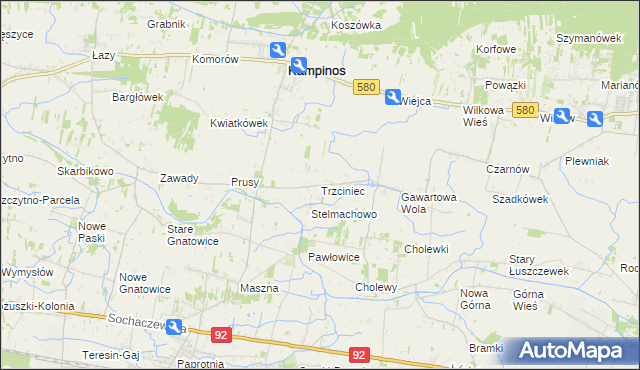 mapa Trzciniec gmina Leszno, Trzciniec gmina Leszno na mapie Targeo