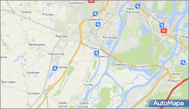 mapa Ustowo, Ustowo na mapie Targeo