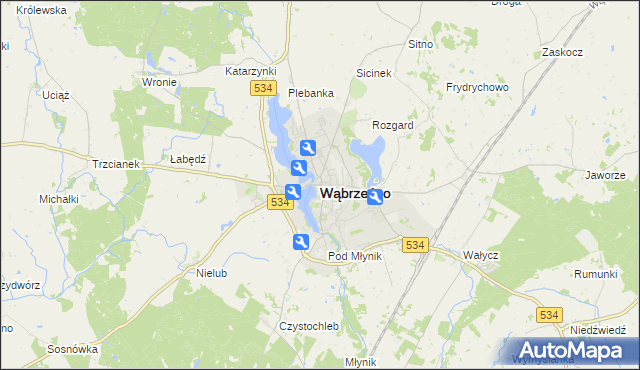 mapa Wąbrzeźno, Wąbrzeźno na mapie Targeo