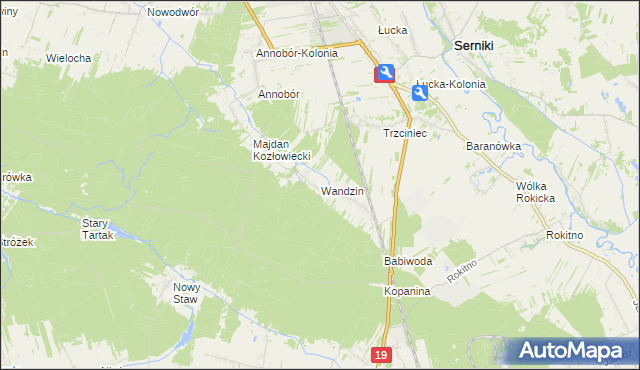 mapa Wandzin gmina Lubartów, Wandzin gmina Lubartów na mapie Targeo