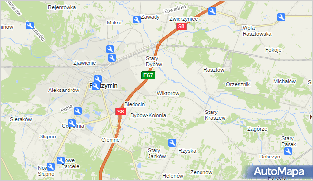 mapa Wiktorów gmina Radzymin, Wiktorów gmina Radzymin na mapie Targeo
