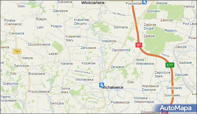 mapa Wilczkowice gmina Michałowice, Wilczkowice gmina Michałowice na mapie Targeo