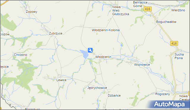 mapa Włodzienin, Włodzienin na mapie Targeo