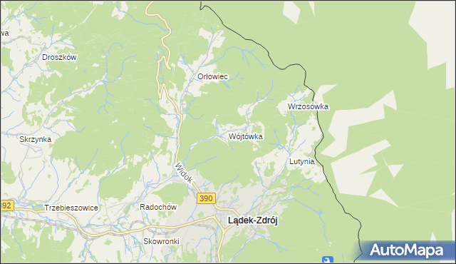 mapa Wójtówka gmina Lądek-Zdrój, Wójtówka gmina Lądek-Zdrój na mapie Targeo