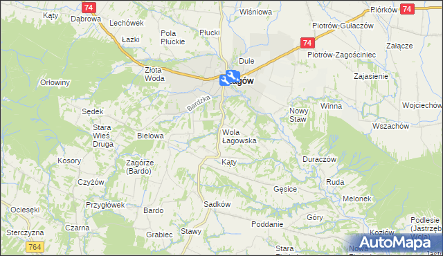 mapa Wola Łagowska, Wola Łagowska na mapie Targeo