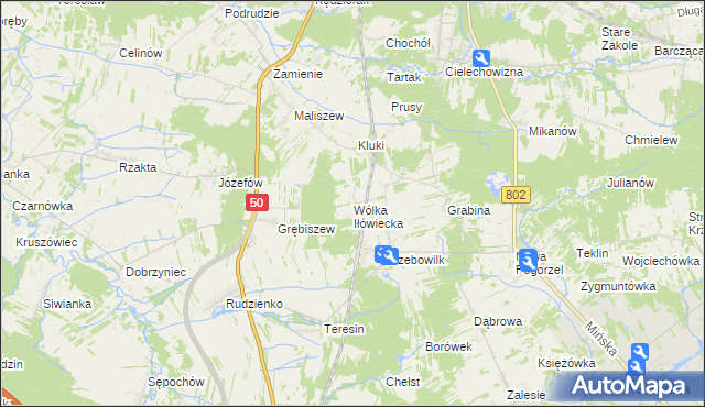 mapa Wólka Iłówiecka, Wólka Iłówiecka na mapie Targeo