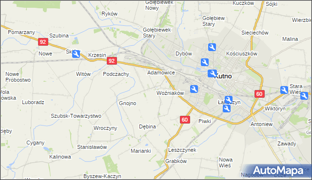mapa Woźniaków, Woźniaków na mapie Targeo