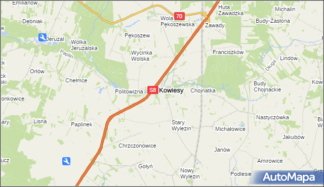 mapa Wymysłów gmina Kowiesy, Wymysłów gmina Kowiesy na mapie Targeo