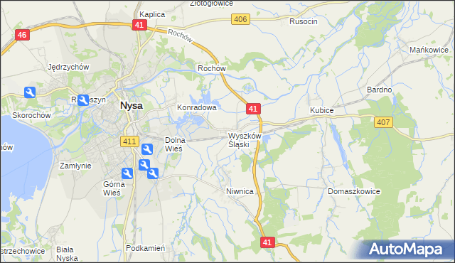 mapa Wyszków Śląski, Wyszków Śląski na mapie Targeo