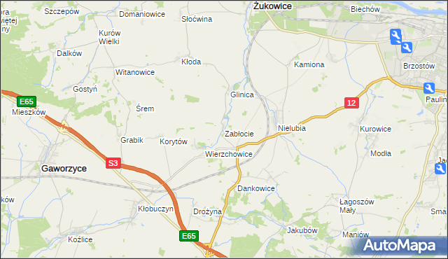 mapa Zabłocie gmina Żukowice, Zabłocie gmina Żukowice na mapie Targeo