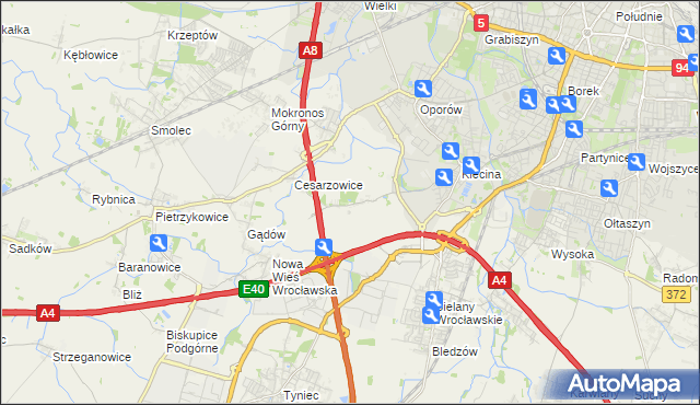 mapa Zabrodzie gmina Kąty Wrocławskie, Zabrodzie gmina Kąty Wrocławskie na mapie Targeo