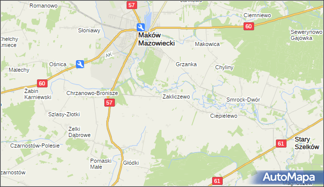 mapa Zakliczewo, Zakliczewo na mapie Targeo