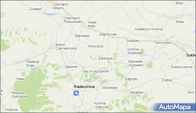mapa Zakłodzie, Zakłodzie na mapie Targeo