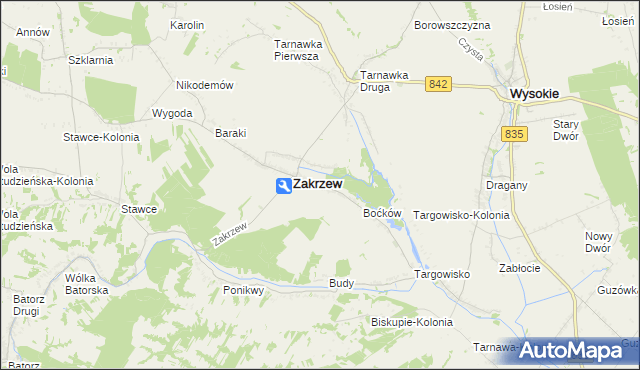 mapa Zakrzew-Kolonia gmina Zakrzew, Zakrzew-Kolonia gmina Zakrzew na mapie Targeo